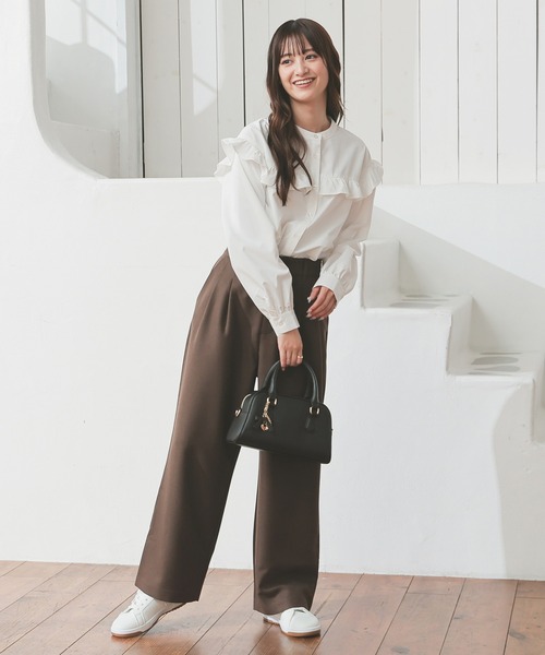 Honeys（ハニーズ）の「ストレートパンツ（股下６４ｃｍ）（スラックス・レディース・ブラック/ヘザーチャコール/ブラウン・SS/S/M/LL/L）」の11枚目の写真