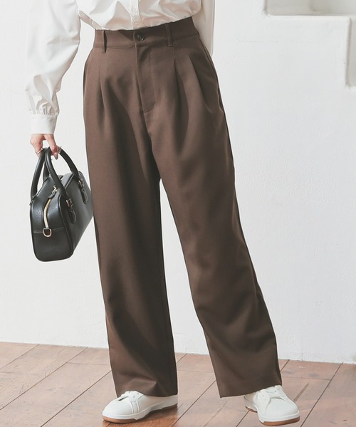 Honeys（ハニーズ）の「ストレートパンツ（股下６４ｃｍ）（スラックス・レディース・ブラック/ヘザーチャコール/ブラウン・SS/S/M/LL/L）」の13枚目の写真