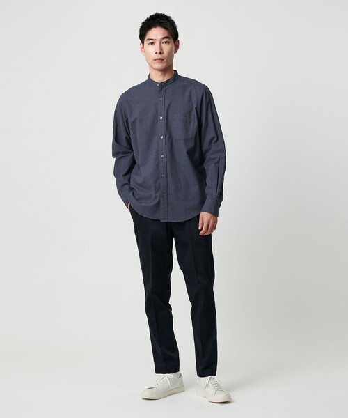 green label relaxing(グリーンレーベルリラクシング)の「ナチュラルフィット バンドカラー シャツ(シャツ/ブラウス・メンズ・ネイビー/グレー系/オリーブ/ダークグレー・S/XS/L/M/XL)」の10枚目の写真