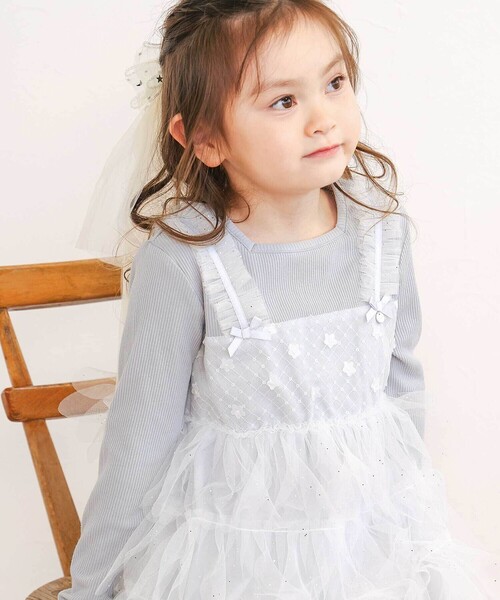 SLAP SLIP（スラップスリップ）の「【お揃い】スカラップチュールスカートドッキングワンピース(80~130cm)（ワンピース・キッズ・オフホワイト/ピンク・130cm/90cm/80ｃｍ/120cm/110cm/100cm）」の6枚目の写真