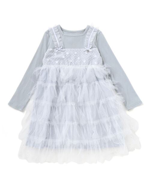 SLAP SLIP（スラップスリップ）の「【お揃い】スカラップチュールスカートドッキングワンピース(80~130cm)（ワンピース・キッズ・オフホワイト/ピンク・130cm/90cm/80ｃｍ/120cm/110cm/100cm）」の7枚目の写真