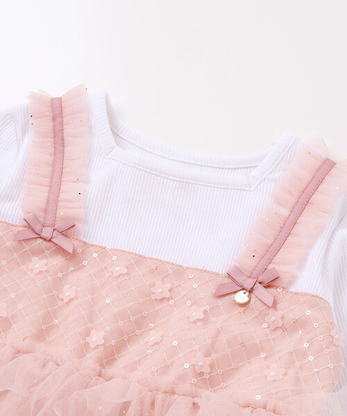 SLAP SLIP（スラップスリップ）の「【お揃い】スカラップチュールスカートドッキングワンピース(80~130cm)（ワンピース・キッズ・オフホワイト/ピンク・130cm/90cm/80ｃｍ/120cm/110cm/100cm）」の13枚目の写真