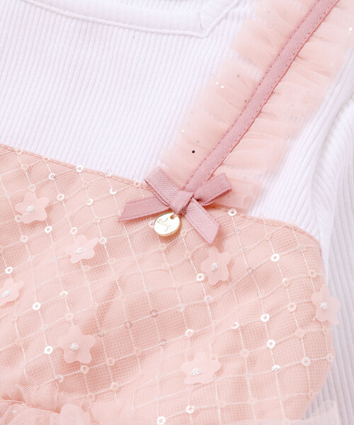SLAP SLIP（スラップスリップ）の「【お揃い】スカラップチュールスカートドッキングワンピース(80~130cm)（ワンピース・キッズ・オフホワイト/ピンク・130cm/90cm/80ｃｍ/120cm/110cm/100cm）」の14枚目の写真