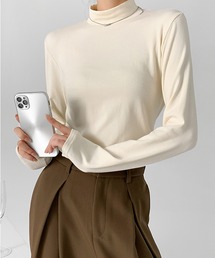 レディース 秋冬のきれいめコーデに。長袖ハイネックリブトップス