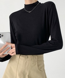 レディース 秋冬のきれいめコーデに。長袖ハイネックリブトップス