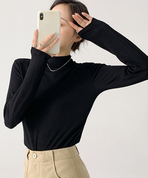 DAY CLOSET(デイ クローゼット)の「レディース 秋冬のきれいめコーデに。長袖ハイネックリブトップス(ニット/セーター・レディース・キナリ/ホワイト/ブラック/グレイッシュベージュ/ダークグレー・L/M)」の8枚目の写真