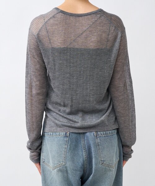 RIVE DROITE（リヴドロワ）の「【抜け感◎】シアーUネックニット（ニット/セーター・レディース・グレー/カーキ・FREE）」の4枚目の写真