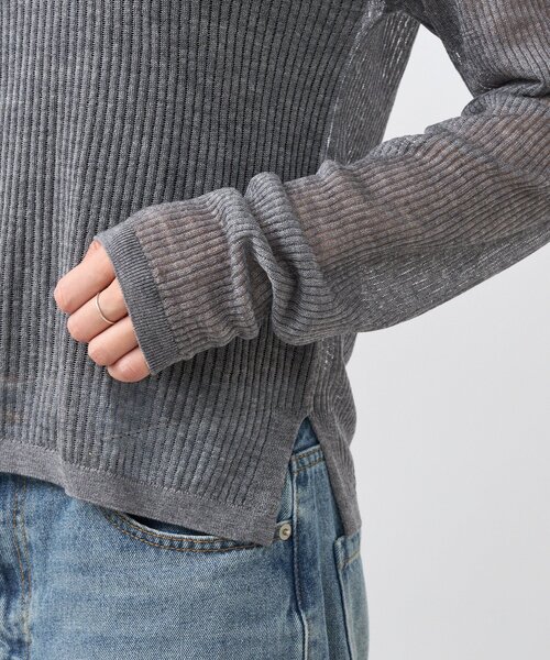 RIVE DROITE（リヴドロワ）の「【抜け感◎】シアーUネックニット（ニット/セーター・レディース・グレー/カーキ・FREE）」の6枚目の写真