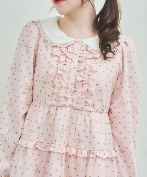 Lolime by mellfy memory(ロリミー バイ メルフィーメモリー)の「angel bunny frill mini dress(ワンピース・レディース・ホワイト/ピンク・M/LL)」の5枚目の写真