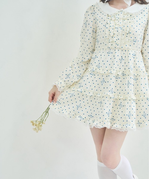 Lolime by mellfy memory(ロリミー バイ メルフィーメモリー)の「angel bunny frill mini dress(ワンピース・レディース・ホワイト/ピンク・M/LL)」の6枚目の写真