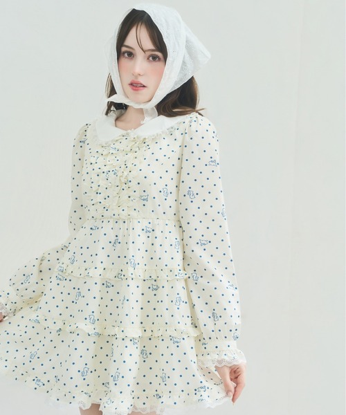 Lolime by mellfy memory(ロリミー バイ メルフィーメモリー)の「angel bunny frill mini dress(ワンピース・レディース・ホワイト/ピンク・M/LL)」の4枚目の写真