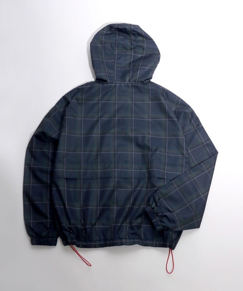 セール】チェック柄ワンポイント刺繍ダブルジップ パーカーブルゾン
