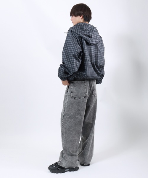 ワンポイント刺繍 ダブルジップ パーカー/ブルゾン/シャカシャカ