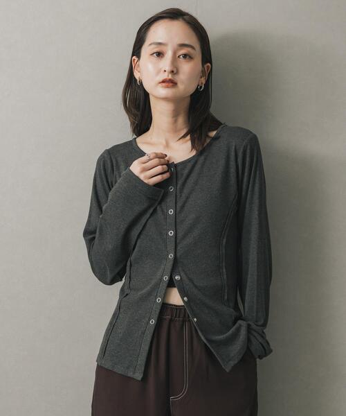 SENSE OF PLACE by URBAN RESEARCH(センスオブプレイスバイアーバンリサーチ)の「パネルリブカットカーディガン(カーディガン/ボレロ・レディース・ライトブルー/アイボリー/チャコールグレー・ONE)」の15枚目の写真