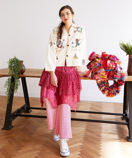 チャイハネ（チャイハネ）の「【チャイハネ】サリレアミディスカート（スカート・レディース・ブラック/ピンク/ホワイト/マスタード・FREE）」の11枚目の写真