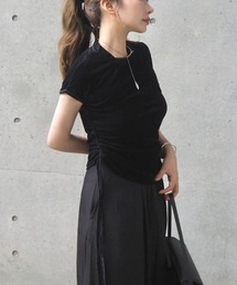 velor side shirring tops /ベロアサイドシャーリングトップス