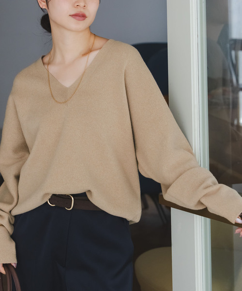 カシミヤMIX スムースVプルオーバー（ニット/セーター）｜NOBLE