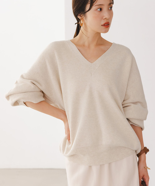 Noble（ノーブル）の「カシミヤMIX スムースVプルオーバー（ニット