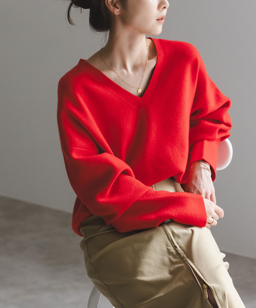 カシミヤMIX スムースVプルオーバー（ニット/セーター）｜NOBLE