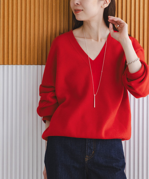 カシミヤMIX スムースVプルオーバー（ニット/セーター）｜NOBLE