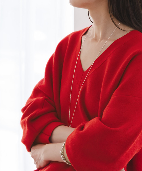 セール】カシミヤMIX スムースVプルオーバー（ニット/セーター