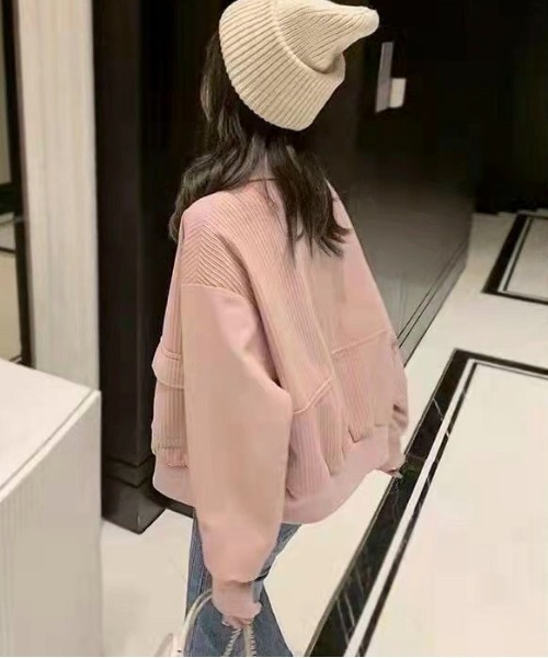 Mejoul（メジュール）の「ポケット付きオーバーサイズコーデュロイライトジャケット（ブルゾン・レディース・ピンク/ブラウン・M/L）」の3枚目の写真