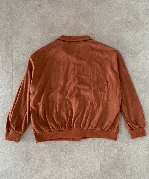 Mejoul（メジュール）の「ポケット付きオーバーサイズコーデュロイライトジャケット（ブルゾン・レディース・ピンク/ブラウン・M/L）」の12枚目の写真