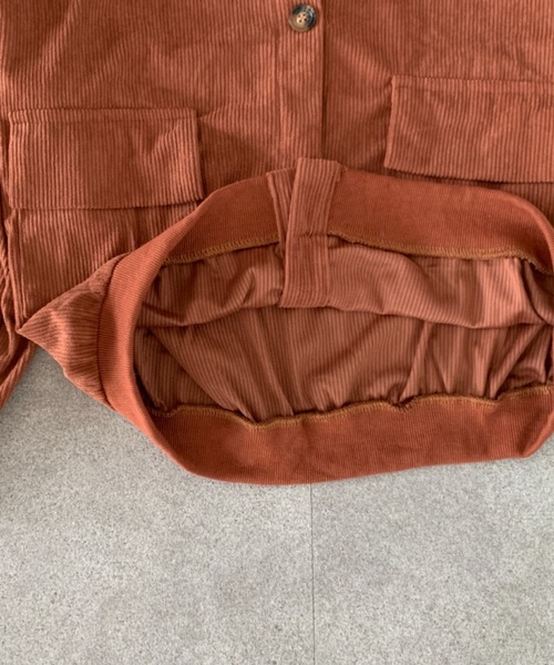 Mejoul（メジュール）の「ポケット付きオーバーサイズコーデュロイライトジャケット（ブルゾン・レディース・ピンク/ブラウン・M/L）」の13枚目の写真