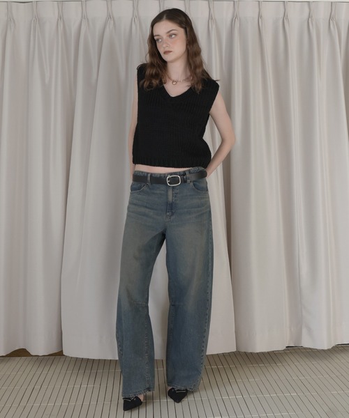 Mili affinity（ミリアフィニティー）の「ロービングVネックニットベスト（ニット/セーター・レディース・アイボリー/ブラック/チャコール/ブラウン・FREE）」の7枚目の写真