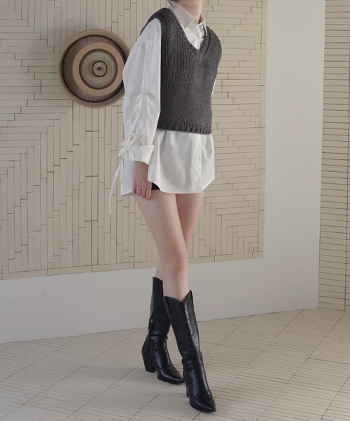 Mili affinity（ミリアフィニティー）の「ロービングVネックニットベスト（ニット/セーター・レディース・アイボリー/ブラック/チャコール/ブラウン・FREE）」の21枚目の写真