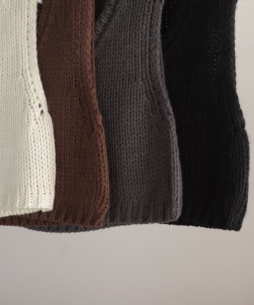 Mili affinity（ミリアフィニティー）の「ロービングVネックニットベスト（ニット/セーター・レディース・アイボリー/ブラック/チャコール/ブラウン・FREE）」の11枚目の写真