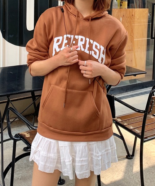 Teem Store(チームストア)の「レタリングオーバーサイズパーカー(パーカー・レディース・ブラウン/グレー/ネイビー/ライトグレー・M/L)」の1枚目の写真