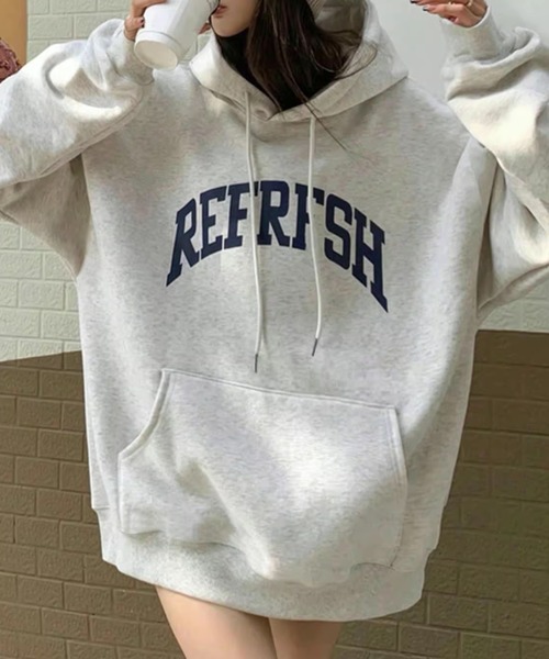 Teem Store(チームストア)の「レタリングオーバーサイズパーカー(パーカー・レディース・ブラウン/グレー/ネイビー/ライトグレー・M/L)」の8枚目の写真