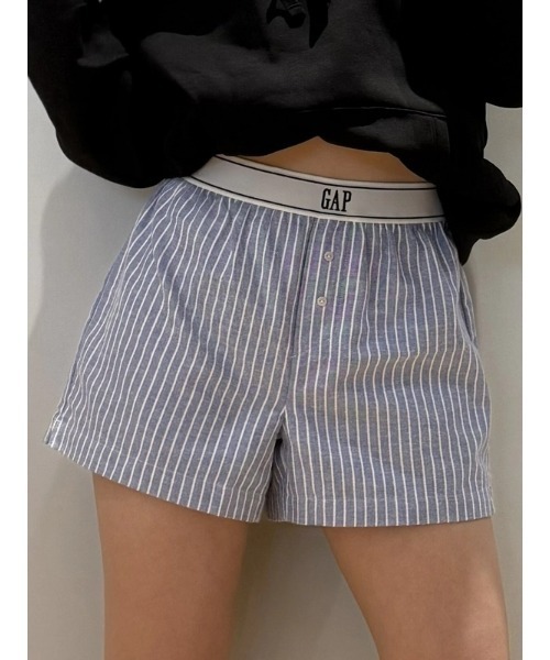 GAP（ギャップ）の「GAPロゴ フランネル ボクサーショートパンツ（ルームウェア/パジャマ・レディース・グリーン/ブルー/マルチ・XS/S/M/L/XXS）」の10枚目の写真