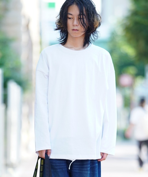 THE MILES（ザ マイルズ）の「裾スピンドルロングTEE Tシャツ（Tシャツ/カットソー・メンズ・ホワイト/ベージュ/グレー/ブラック/カーキ/ピンク・LARGE/MEDIUM）」の2枚目の写真