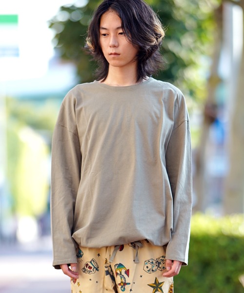 THE MILES（ザ マイルズ）の「裾スピンドルロングTEE Tシャツ（Tシャツ/カットソー・メンズ・ホワイト/ベージュ/グレー/ブラック/カーキ/ピンク・LARGE/MEDIUM）」の5枚目の写真