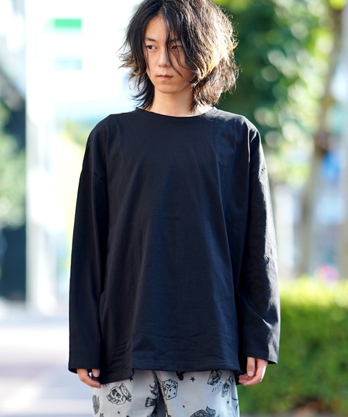 THE MILES（ザ マイルズ）の「裾スピンドルロングTEE Tシャツ（Tシャツ/カットソー・メンズ・ホワイト/ベージュ/グレー/ブラック/カーキ/ピンク・LARGE/MEDIUM）」の3枚目の写真