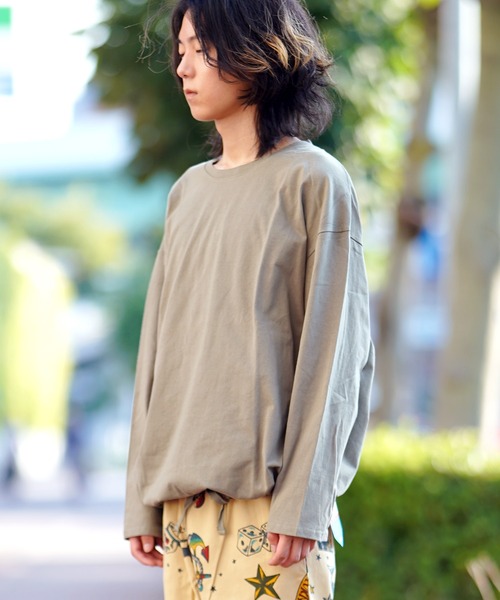 THE MILES（ザ マイルズ）の「裾スピンドルロングTEE Tシャツ（Tシャツ/カットソー・メンズ・ホワイト/ベージュ/グレー/ブラック/カーキ/ピンク・LARGE/MEDIUM）」の11枚目の写真