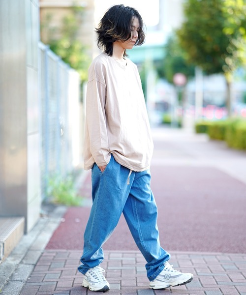 THE MILES（ザ マイルズ）の「裾スピンドルロングTEE Tシャツ（Tシャツ/カットソー・メンズ・ホワイト/ベージュ/グレー/ブラック/カーキ/ピンク・LARGE/MEDIUM）」の14枚目の写真