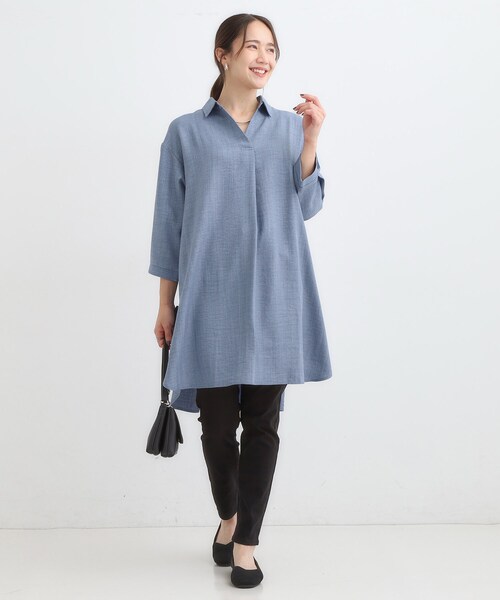SHOO・LA・RUE(シューラルー)の「【S-LL/体型カバー】さらっとしたタッチが魅力 デニムライクチュニック(チュニック・レディース・ブルー系その他/ブルー・01/04/03/02)」の5枚目の写真