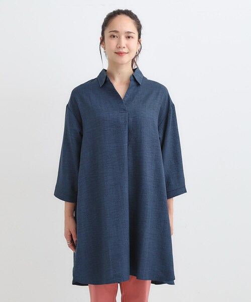 SHOO・LA・RUE(シューラルー)の「【S-LL/体型カバー】さらっとしたタッチが魅力 デニムライクチュニック(チュニック・レディース・ブルー系その他/ブルー・01/04/03/02)」の11枚目の写真