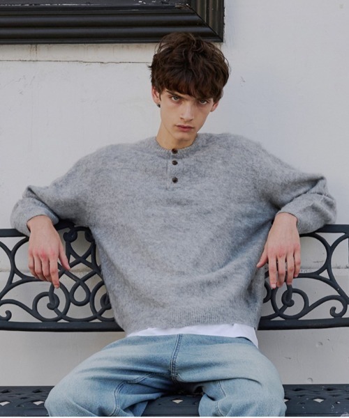 セール】henryneck knit/ヘンリーネックニット（ニット/セーター