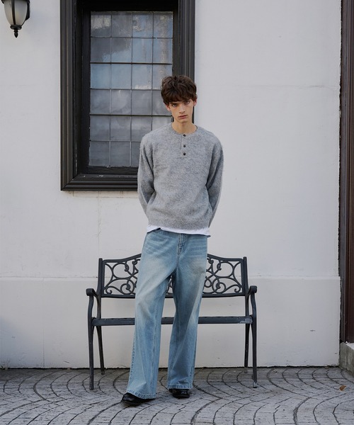 セール】henryneck knit/ヘンリーネックニット（ニット/セーター