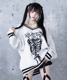 骨ロゴジャカードニット