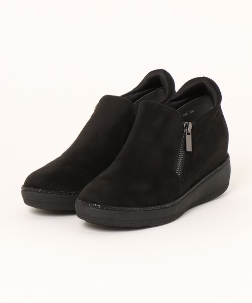 UnReef(アンリーフ)の「ジップアップインヒールスニーカー(スニーカー・レディース・ブラック・22.5cm/23.0cm/23.5cm/24.0cm/24.5cm)」の1枚目の写真