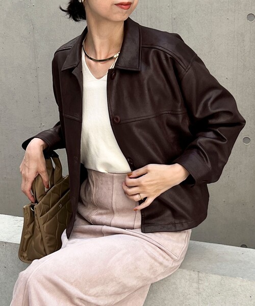 セール】ストレッチレザージャケット（ブルゾン）｜MICO COULIER