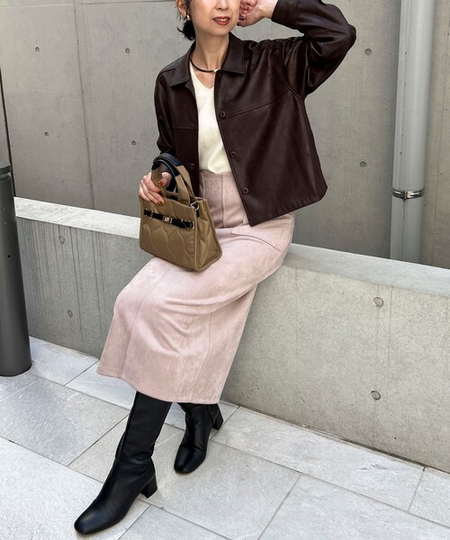 MICO COULIER（ミコクリエ）の「ストレッチレザージャケット（ブルゾン・レディース・キャメル/ブラウン・38）」の6枚目の写真