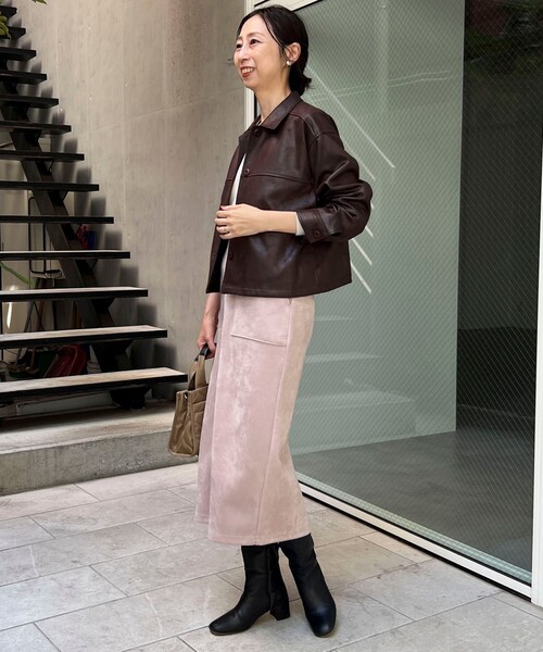 MICO COULIER（ミコクリエ）の「ストレッチレザージャケット（ブルゾン・レディース・キャメル/ブラウン・38）」の8枚目の写真