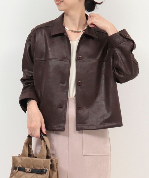 MICO COULIER（ミコクリエ）の「ストレッチレザージャケット（ブルゾン・レディース・キャメル/ブラウン・38）」の12枚目の写真