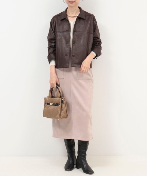 MICO COULIER（ミコクリエ）の「ストレッチレザージャケット（ブルゾン・レディース・キャメル/ブラウン・38）」の13枚目の写真